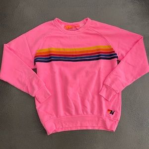 AV Nation Neon Pink 5 Stripe Crewneck